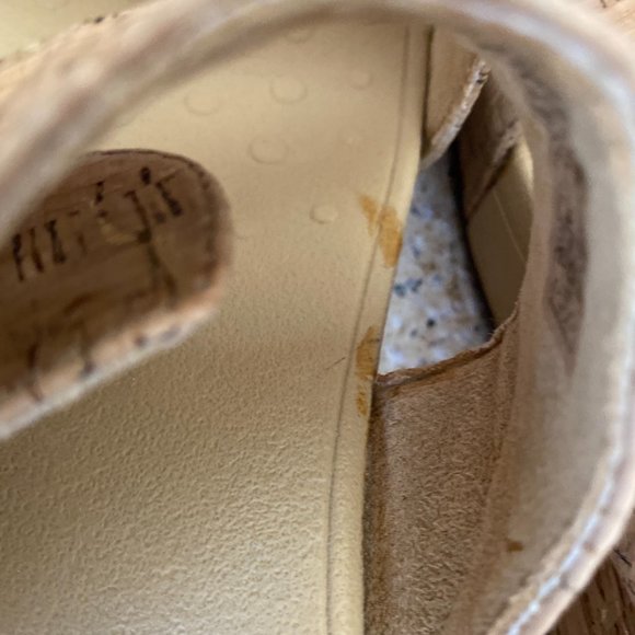 WOMENS VIONIC RIO ADJUSTABLE PLATFORM SANDAL LEATHER GOLD CORK SIZE 10 - Picture 10 of 12